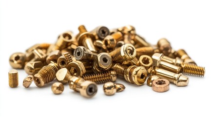 Pile of brass hardware components