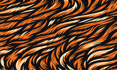 Unique tiger skin pattern vectand highlighting wild fur stripes, perfect fand wallpaper murals, fabric textures, and decandative tiles.