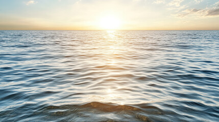 Fototapeta premium Golden light reflected on calm ocean surface creates peaceful atmosphere