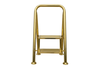 Isolated Shiny Gold Step Stool Object for Kitchen or Bathroom, Two-Step Utility Stool