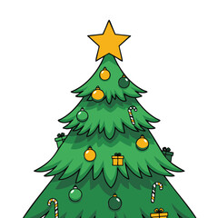 Colorful Christmas Tree with Ornaments and Presents Celebrating the Holiday Season