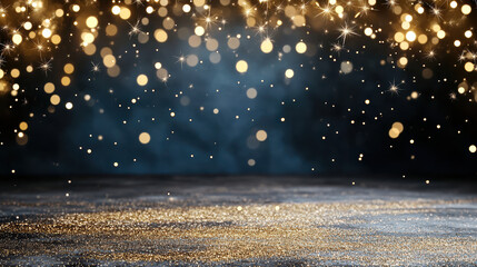 Obraz premium Golden particles floating in dark air create cinematic and emotional atmosphere