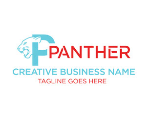 Panther Logo Design with Stylized Letter P and Bold Business Branding – Isolated on Transparent Background