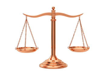 Isolated bronze scale of justice balance, symbol of law, accuracy, and fairness in court