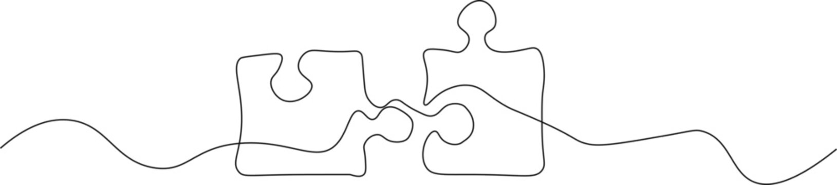 Continuos One Line Drawing Of Puzzle 
