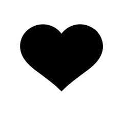 Simple graphic of a solid black heart on white space on transparent background