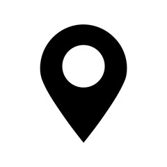 Simple black location pin icon on a white background on transparent background