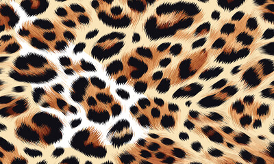 Leopard Fur Camouflage Background. Leopard Skin Texture Pattern Vector. Seamless Animal Wildlife Skin Pattern, modern artwork for fashion and textile.