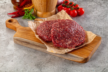 Raw beef burger cutlet for grill