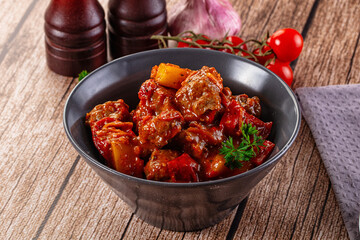 Stew Hungarian goulash with beef and vegetables