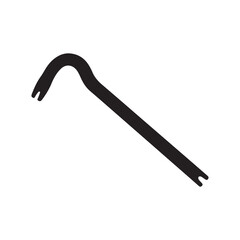 Black crowbar icon silhouette vector flat illustration design on white background