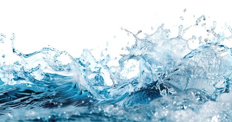 Water splashing, white background, possible ad or packaging element