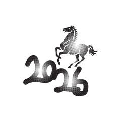 Black halftone lunar 2026 new year graphic