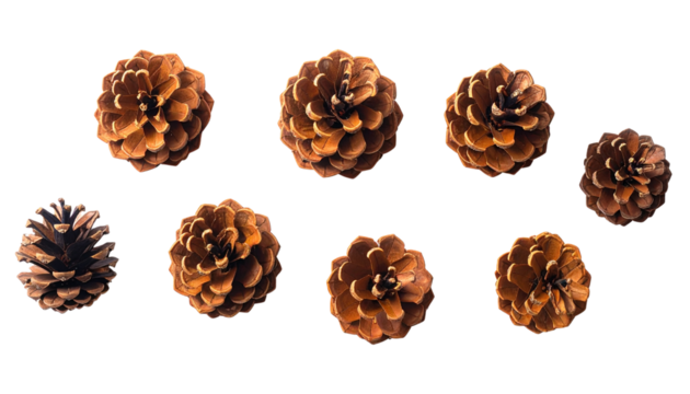 Top view of pine cone isolated on solid white background