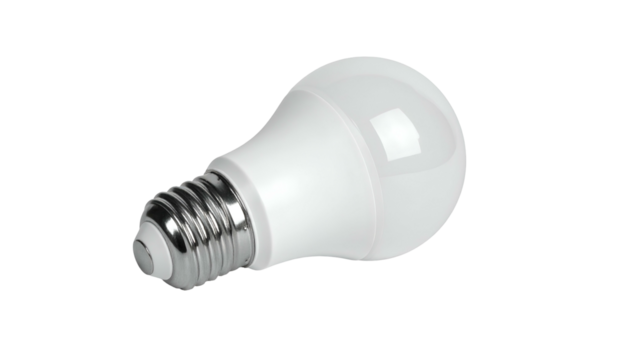 White LED light bulb with silver base on black - Powered by Adobe
