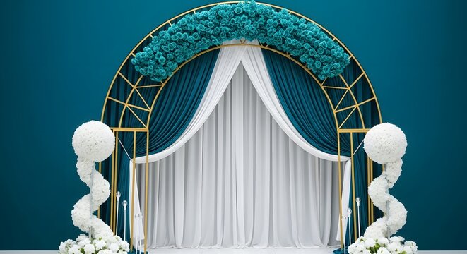 Elegant Wedding Arch Teal White Floral Decor