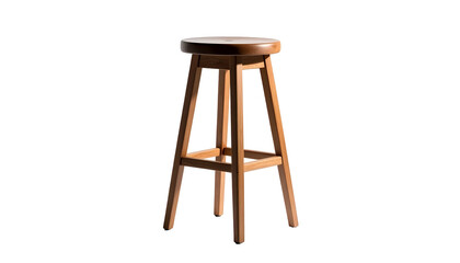 Wood stool with a round seat on black background, centered