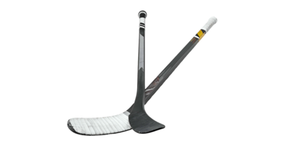 Two hockey sticks crossed with white tape