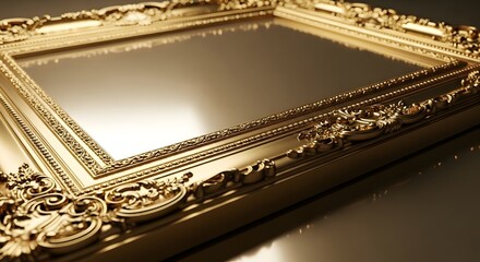 Golden Elegant Empty Frame Ornate Detail