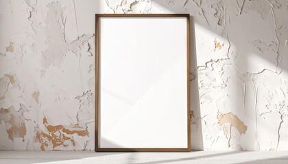 Blank Poster Frame Mockup Against Textured Wall