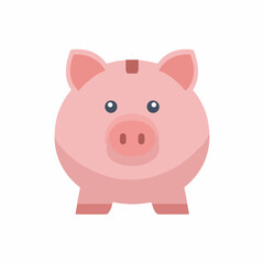 Classic Piggy Bank Flat Vector Icon