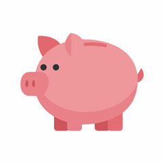 Obraz premium Classic Piggy Bank Flat Vector Icon