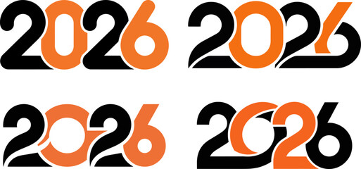 Modern Typography Vector Set for New Year 2026  Designs