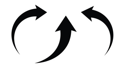 Three black curved arrows creating a circular recycling symbol design