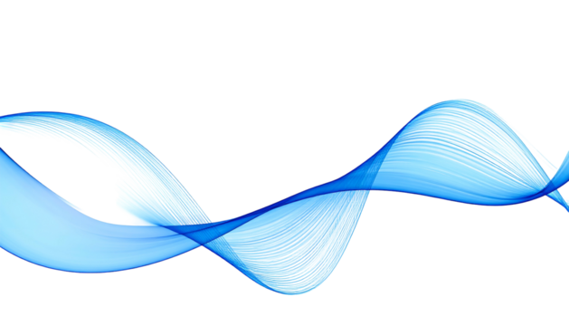 Wavy blue ribbon-like graphic against black background, creating a sense of flow and motion - Powered by Adobe