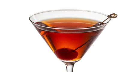 Refreshing Cocktail Manhattan on transparent background