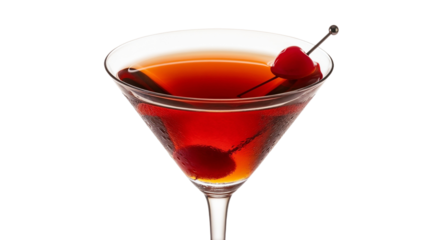 Refreshing Cocktail Manhattan on transparent background