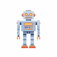 Modern Robot Icon in Flat Style