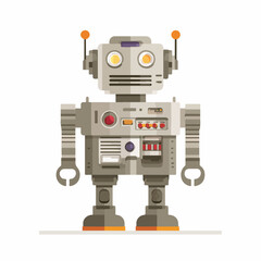 Futuristic Robot Icon in Flat Design Style