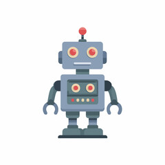 Fototapeta premium Modern Robot Icon in Flat Vector Style