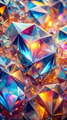 Sparkling iridescent gemstones reflecting rainbow colors