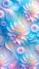 Dreamy pastel floral pattern with ethereal swirls