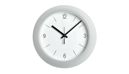 Simple round white clock shows the time