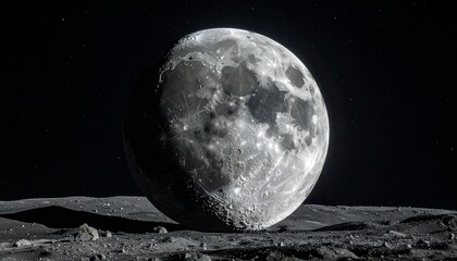 A high-resolution close-up of the full Moon showcasing detailed craters, maria, and highlands against a stark black sky.