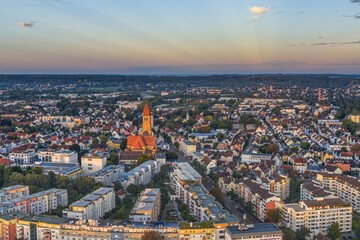 Naklejka premium Herrlicher Sonnenaufgang im Spätsommer über Augsburg in Bayerisch-Schwaben
