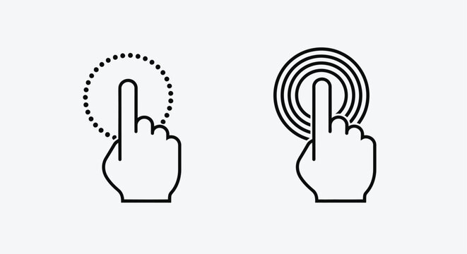 Two hand icons illustrating different types of touch interactions simplified