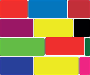 A colorful arrangement of rectangular blocks in varied shades and sizes