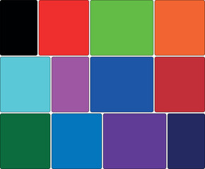 A colorful grid of vibrant rectangular blocks displaying various hues