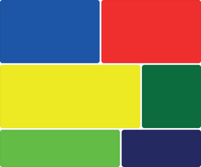 A composition of vibrant rectangular color blocks arranged in a grid pattern