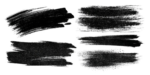 Hand drawn black grunge brush strokes and textured ink marks .Abstract artistic paint smear collection for backgrounds .grunge brush texture set rough, textured and artistic stroke design .
