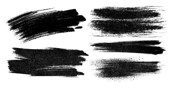 Hand drawn black grunge brush strokes and textured ink marks .Abstract artistic paint smear collection for backgrounds .grunge brush texture set rough, textured and artistic stroke design .