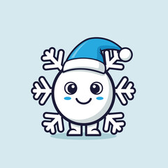 Cute Snowflake Character Wearing a Santa Hat Illustration.