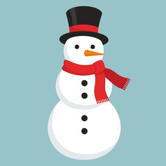 Charming Snowman with Top Hat and Red Scarf.