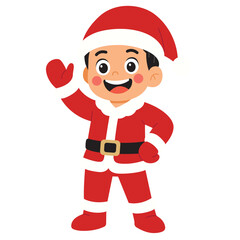 Illustration of Smiling Boy Wearing Santa Claus Costume