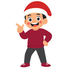 Illustration of Boy Wearing Santa Hat
