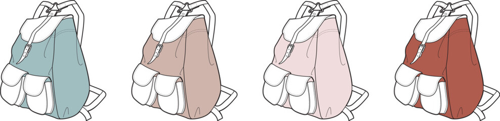 Four Stylish Backpacks in Different Colors A Versatile Collection for Everyday Adventures